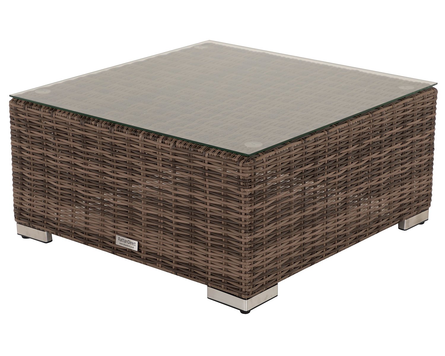 Florida Rattan Garden Ottoman Coffee Table in Premium Truffle Brown and Champagne