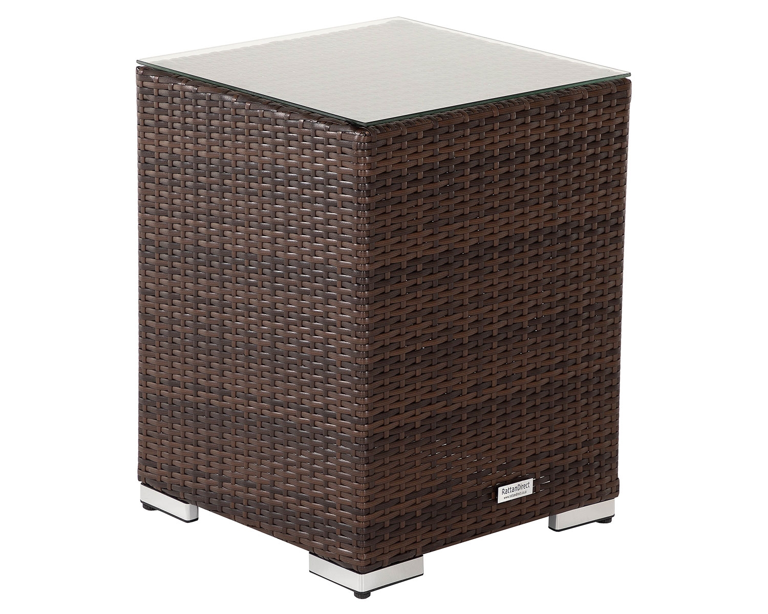 Rattan Garden Tall Square Side Table In Brown Rattan Direct