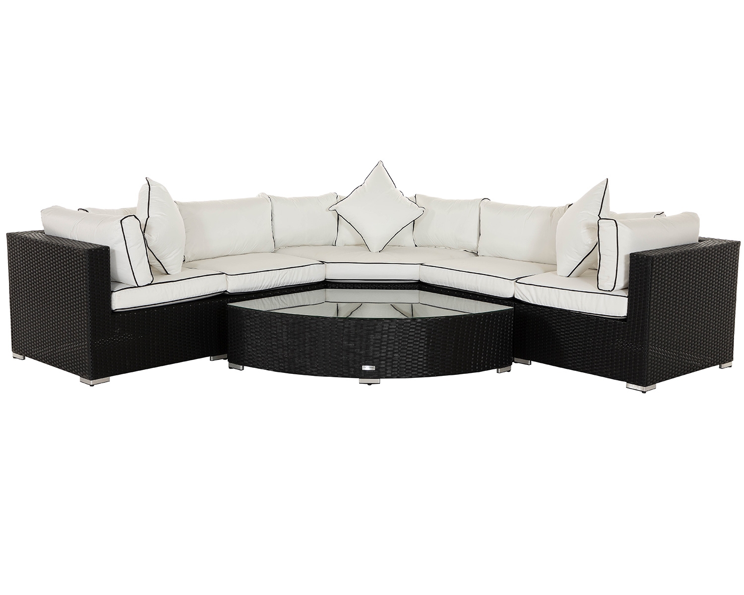 Rattan Garden Corner Sofa Set In Black Amp White 6 Piece Angled Set Florida Rattan Direct