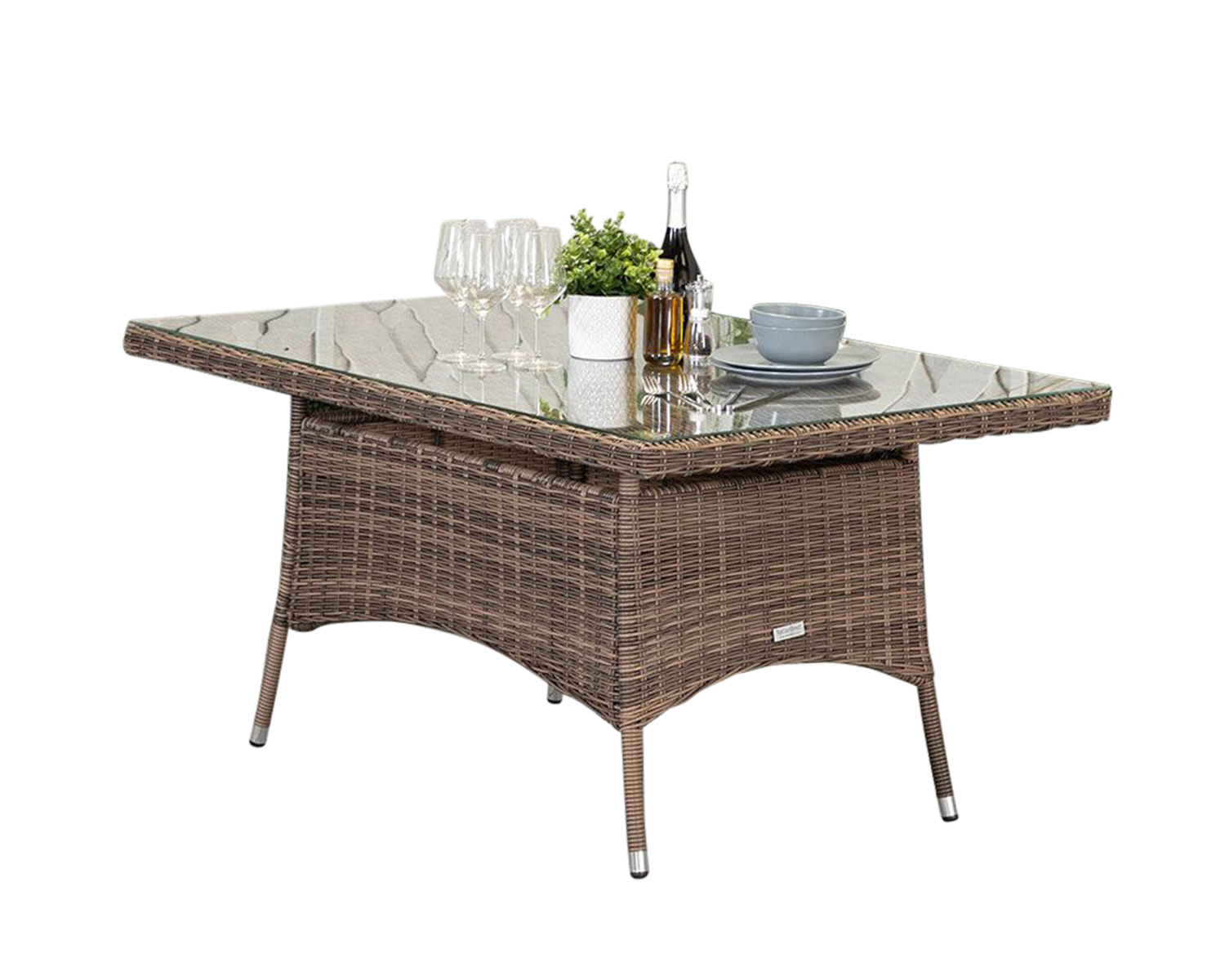 Small Rectangular Rattan Garden Dining Table In Truffle Brown Rattan Direct