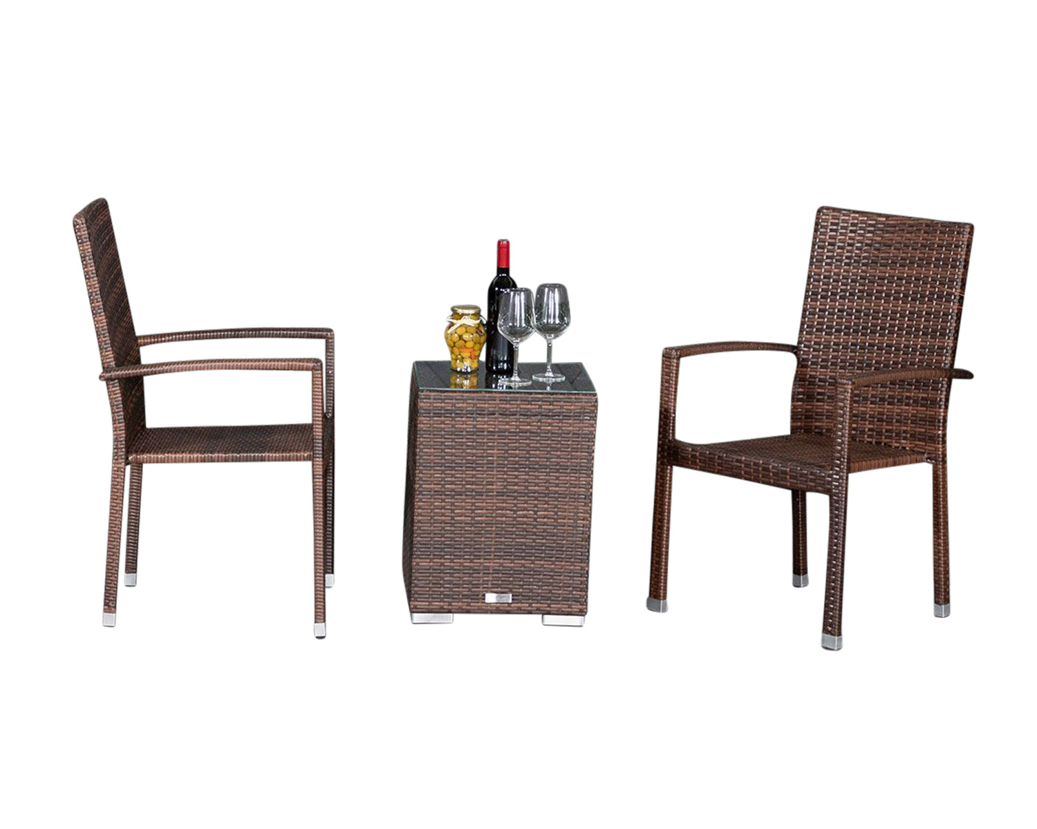 Rattan Garden 2 Seat Square Bistro Set Brown Rio Rattan Direct