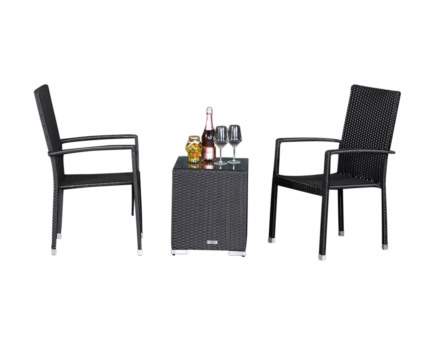 Rattan Garden 2 Seat Square Bistro Set In Black Rio Rattan Direct