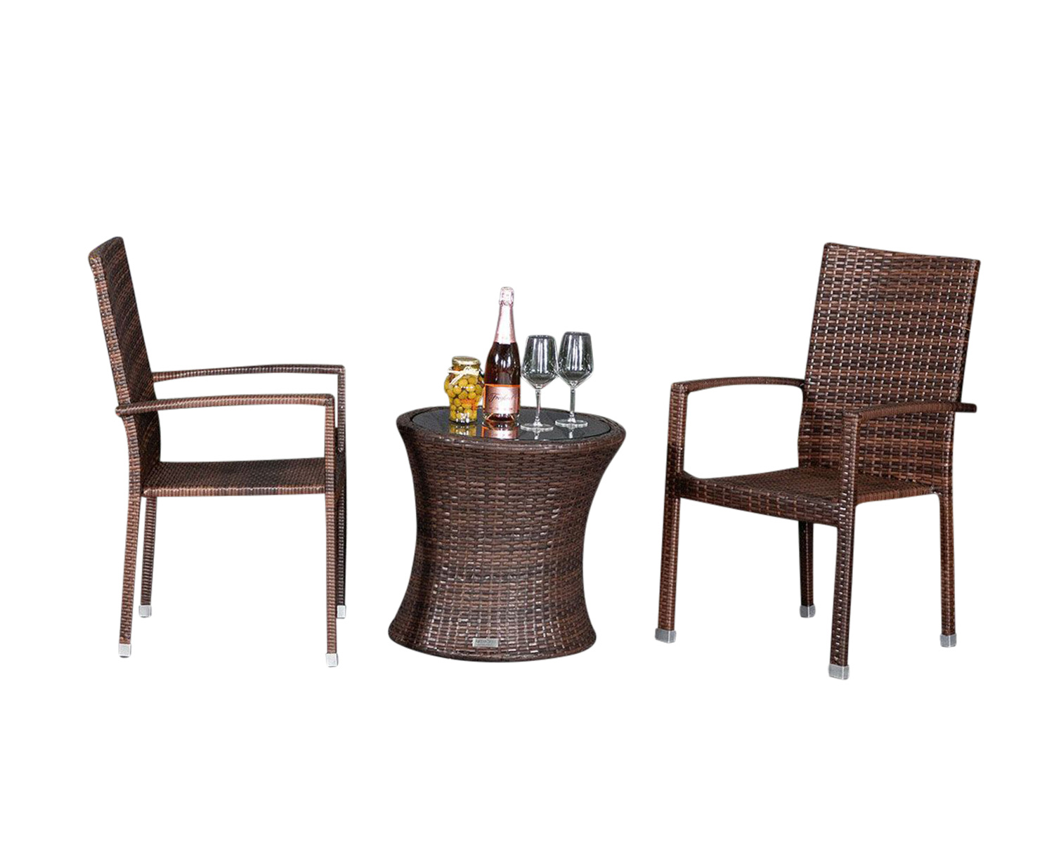 Rattan Garden 2 Seat Round Bistro Set In Brown Rio Rattan Direct