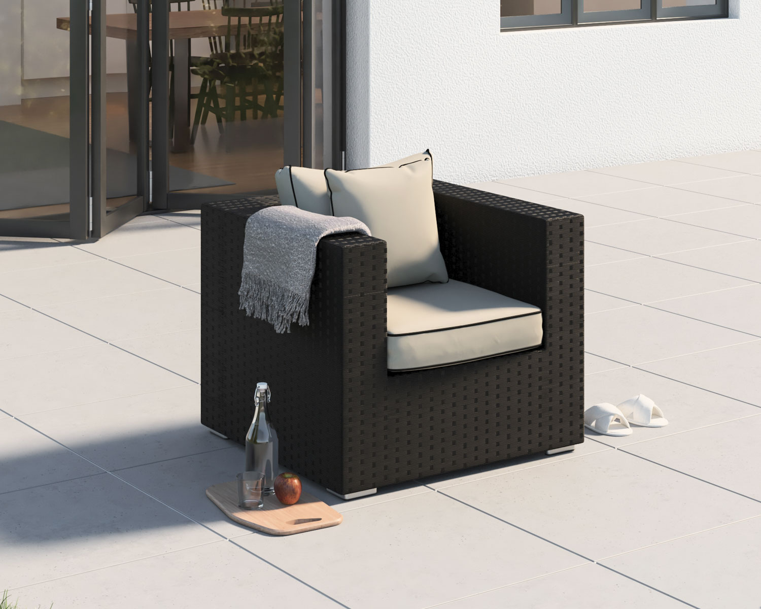 Rattan Garden Armchair In Black Amp White Ascot Rattan Direct