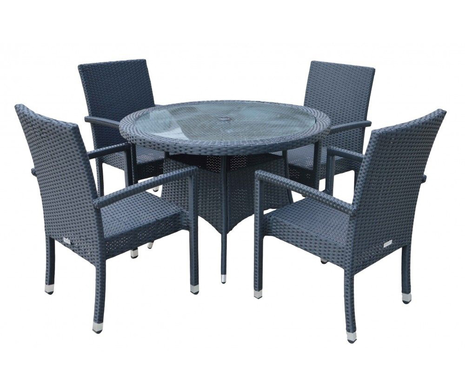 4 Seat Rattan Garden Dining Set With Small Round Dining Table In Black Rio Rattan Direct