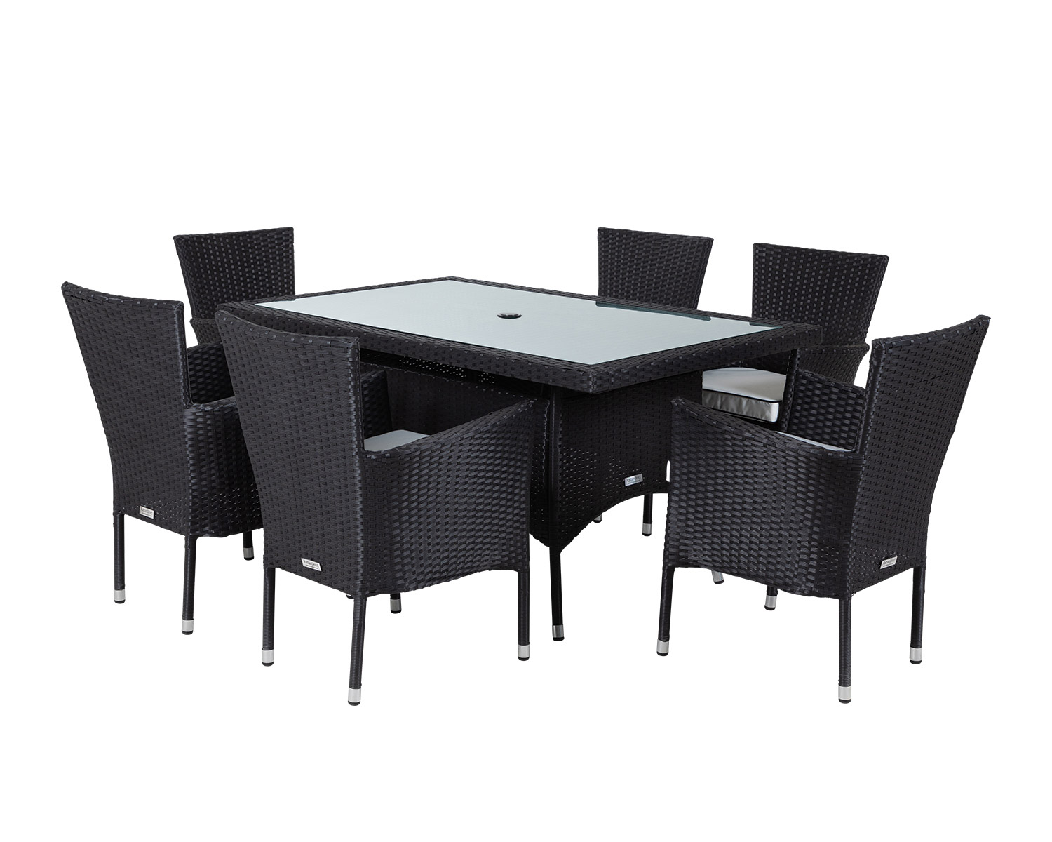 6 Seat Rattan Garden Dining Set With Small Rectangular Dining Table In Black Amp White Cambridge Rattan Direct