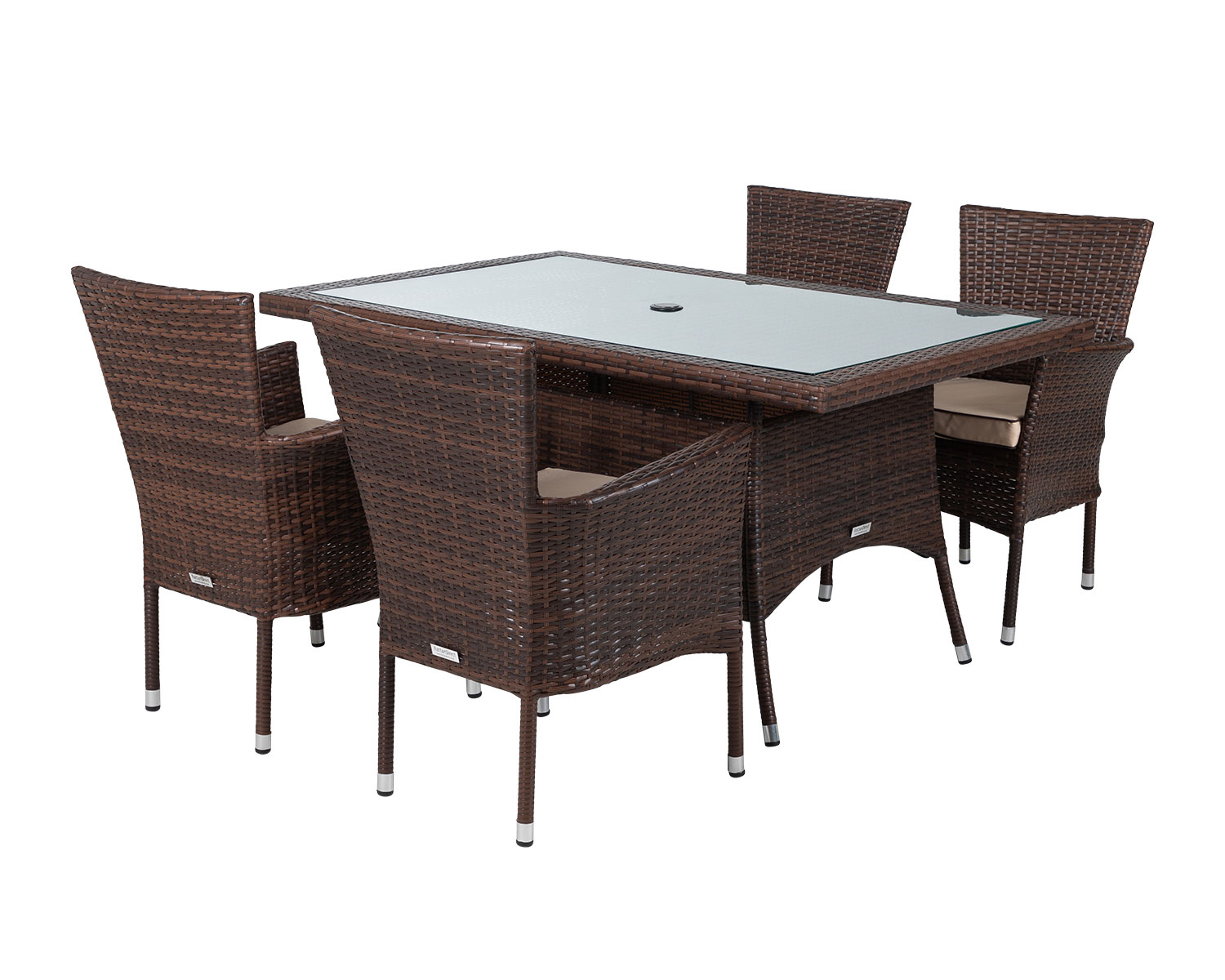4 Rattan Garden Chairs Amp Small Rectangular Dining Table Set In Brown Cambridge Rattan Direct