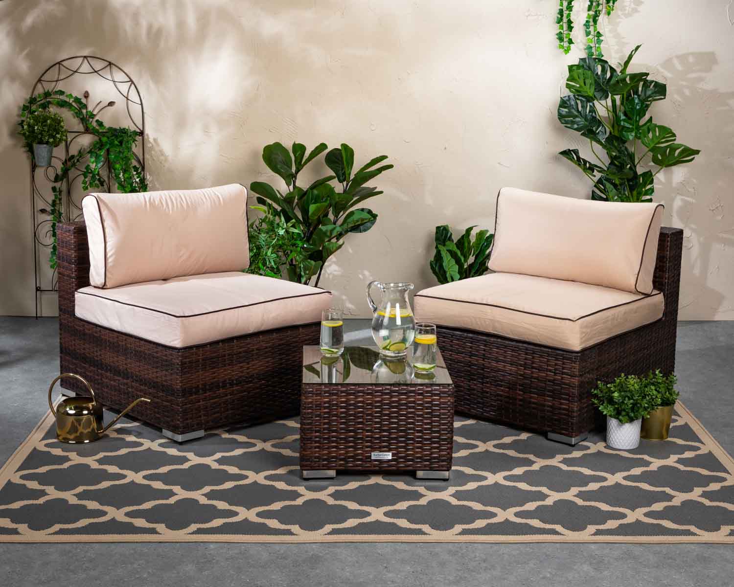 Rattan Garden 2 Seater Bistro Set In Brown Florida Rattan Direct