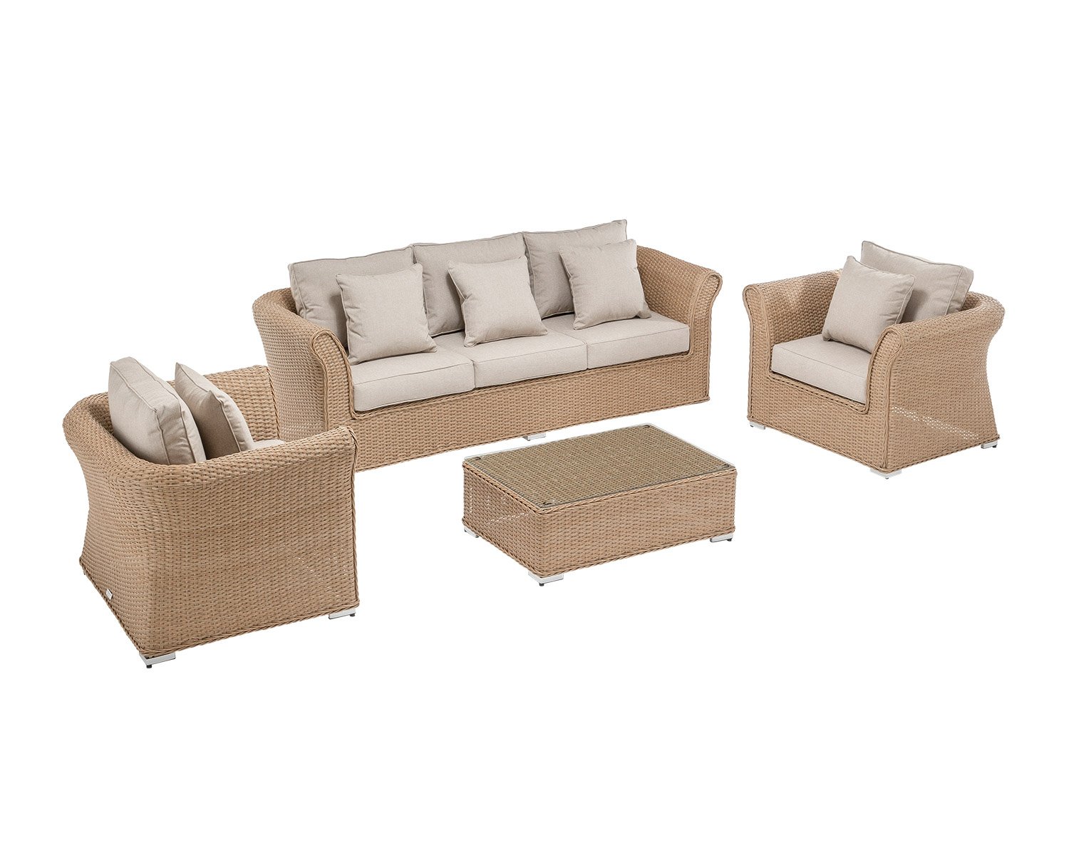 3 Seater Rattan Garden Sofa Amp Armchair Set In Willow Lisbon Rattan Direct