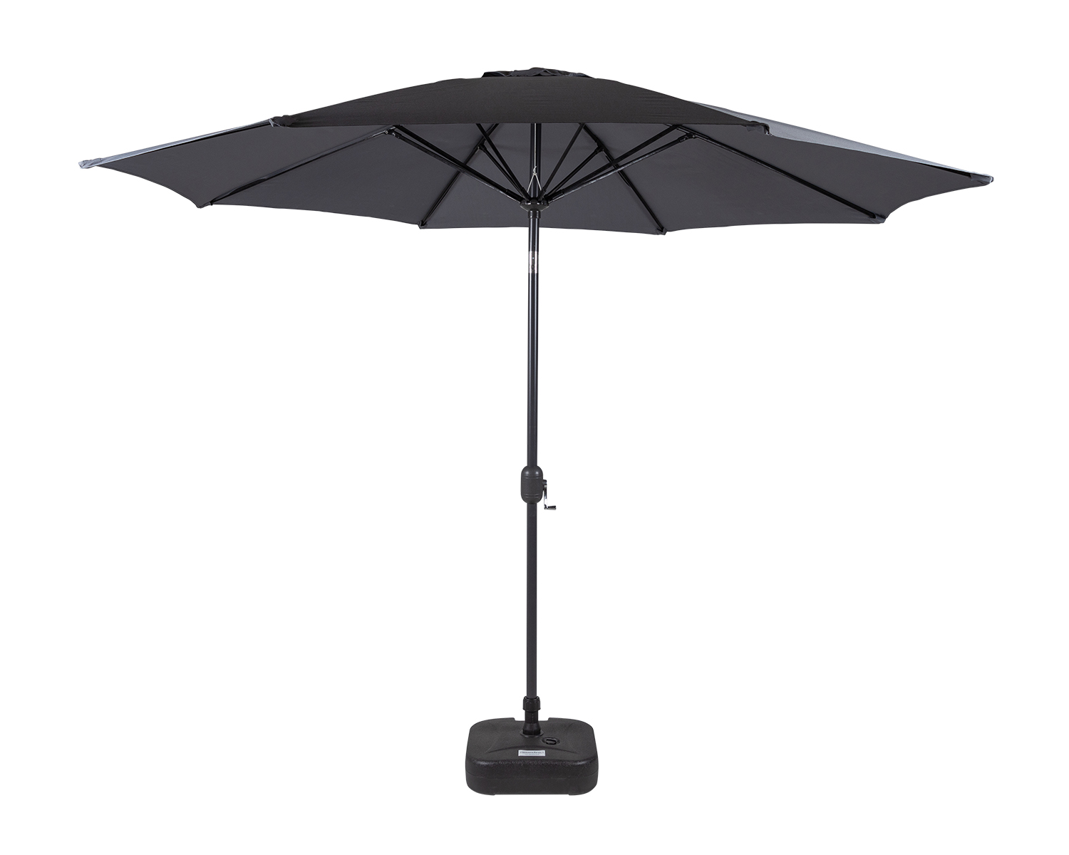 Market Parasol And Plastic Base In Grey Rattan Direct