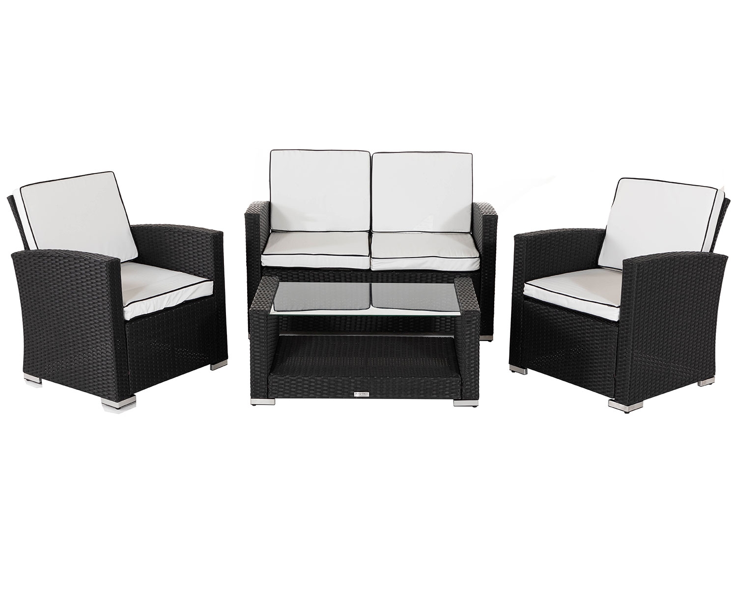 Rattan Garden Sofa Set In Black Amp White Marbella Rattan Direct