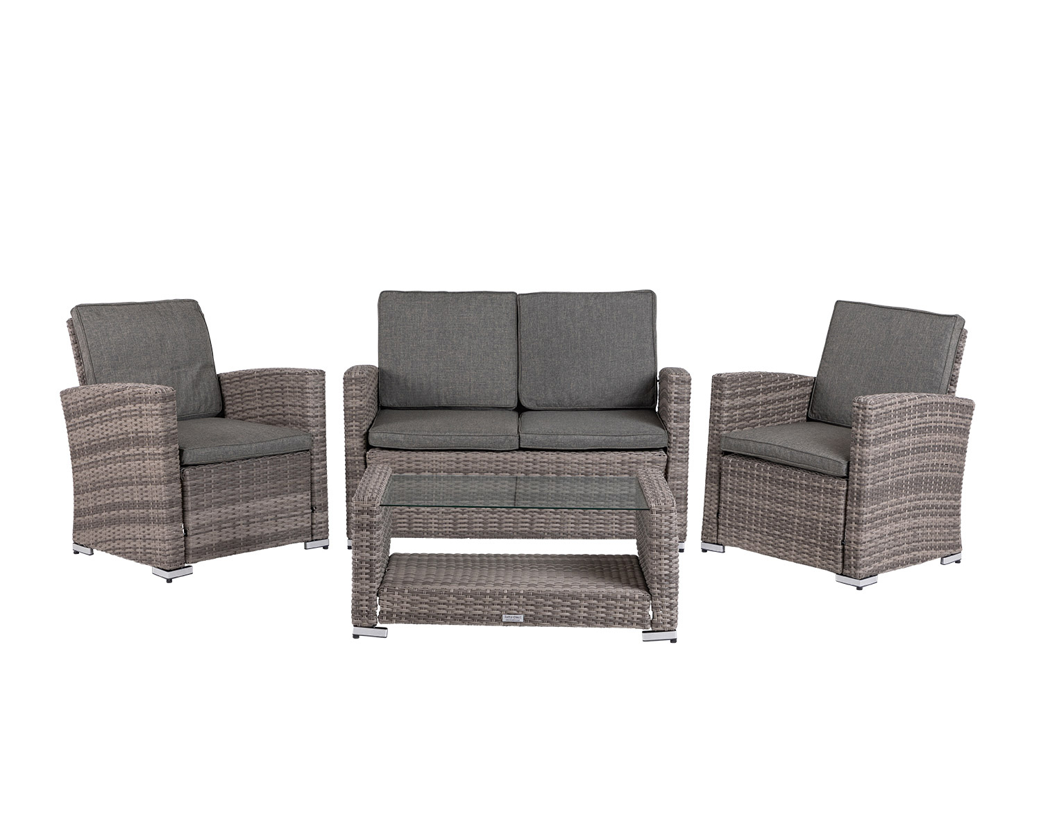 Rattan Garden 2 Seater Sofa Set 2 Armchairs In Grey Marbella Rattan Direct