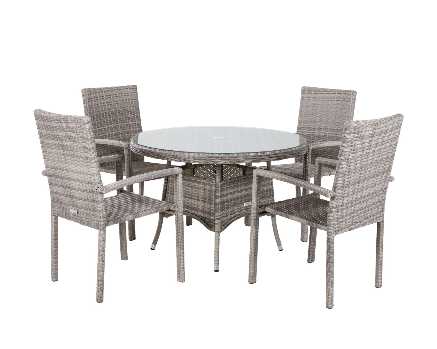 4 Seat Rattan Garden Dining Set With Small Round Dining Table In Grey Rio Rattan Direct