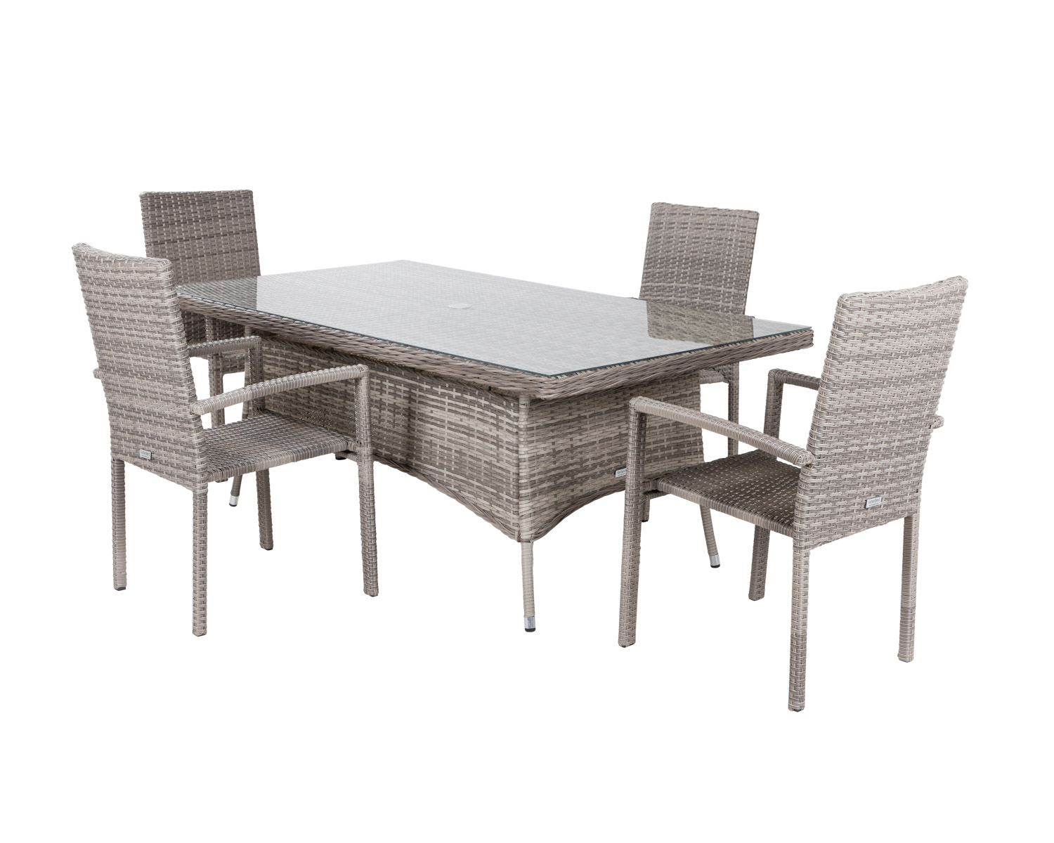 4 Seat Rattan Garden Dining Set With Rectangular Dining Table In Grey Rio Rattan Direct