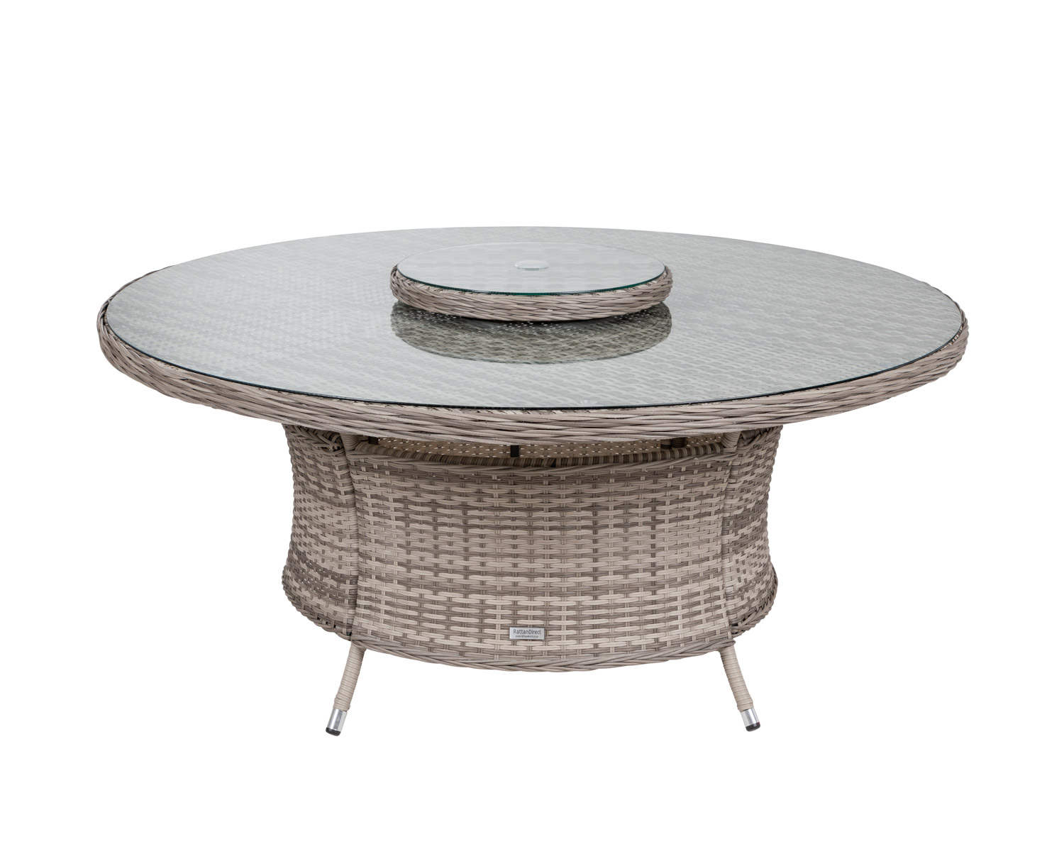 Large Round Rattan Garden Dining Table With Lazy Susan In Grey Rattan Direct