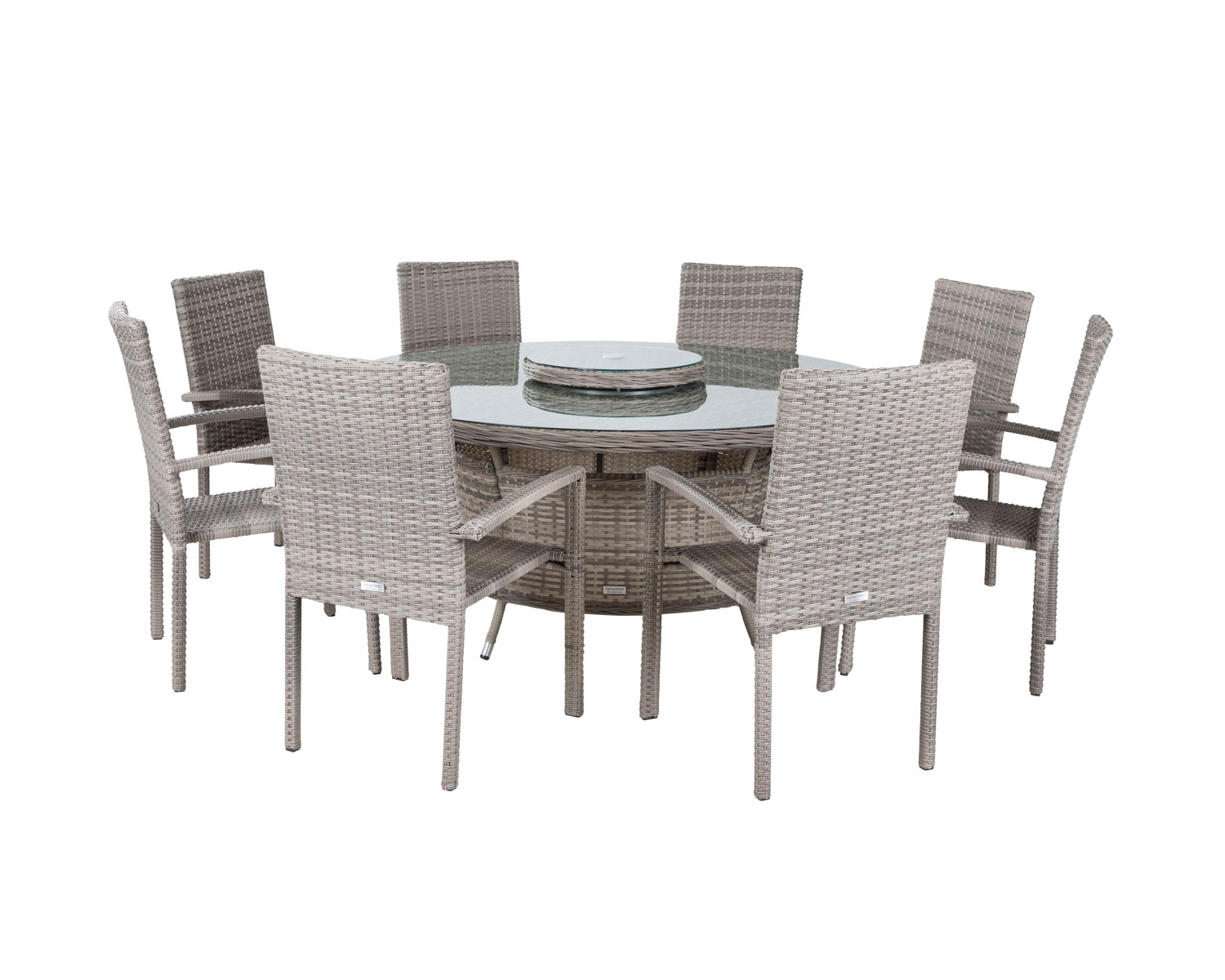 8 Seat Rattan Garden Dining Set With Large Round Table In Grey Rio Rattan Direct