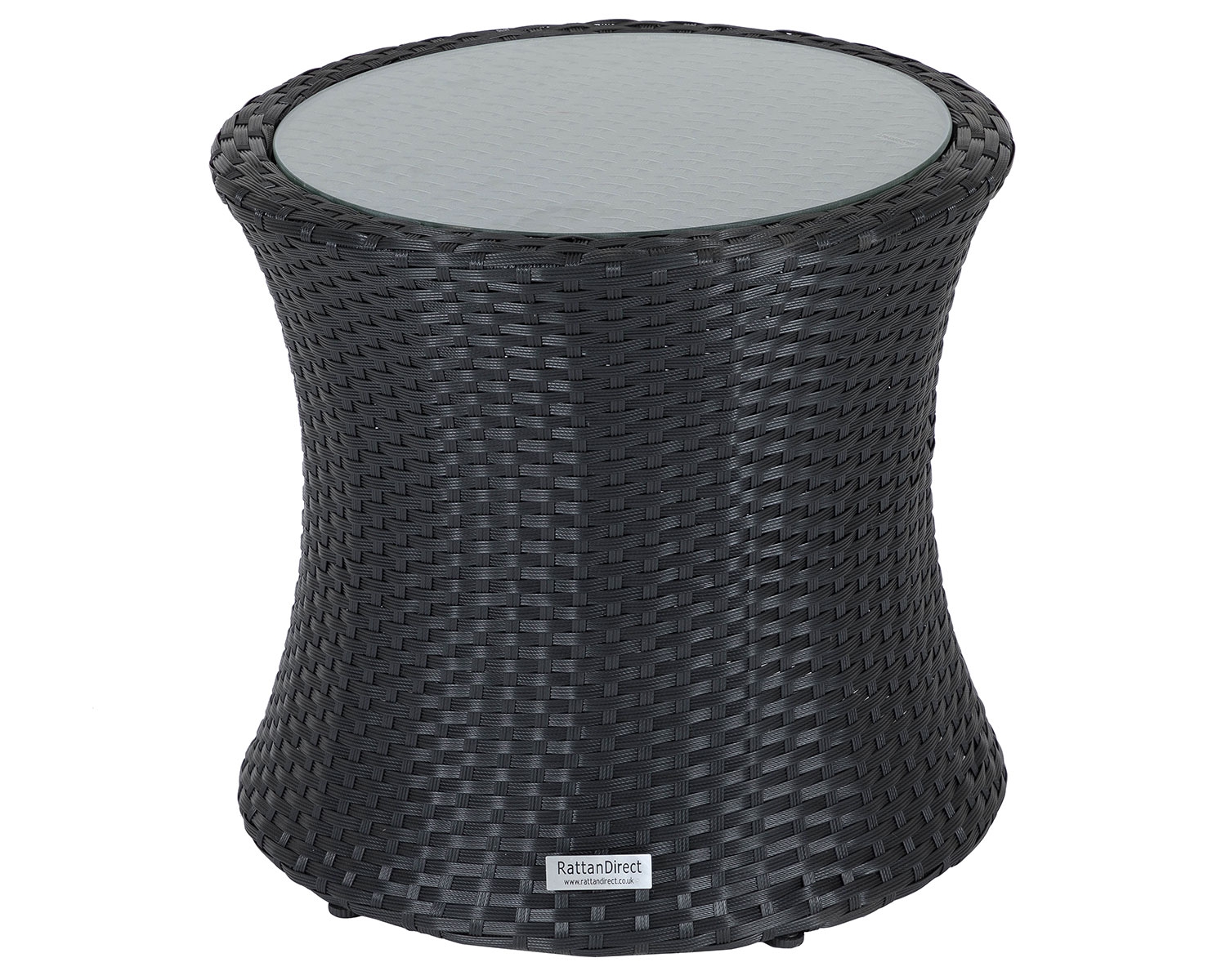 Rattan Garden Tall Round Side Table In Black Rattan Direct