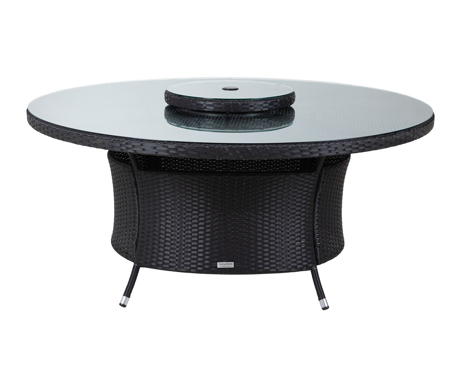 Large Round Rattan Garden Dining Table With Lazy Susan In Black Rattan Direct