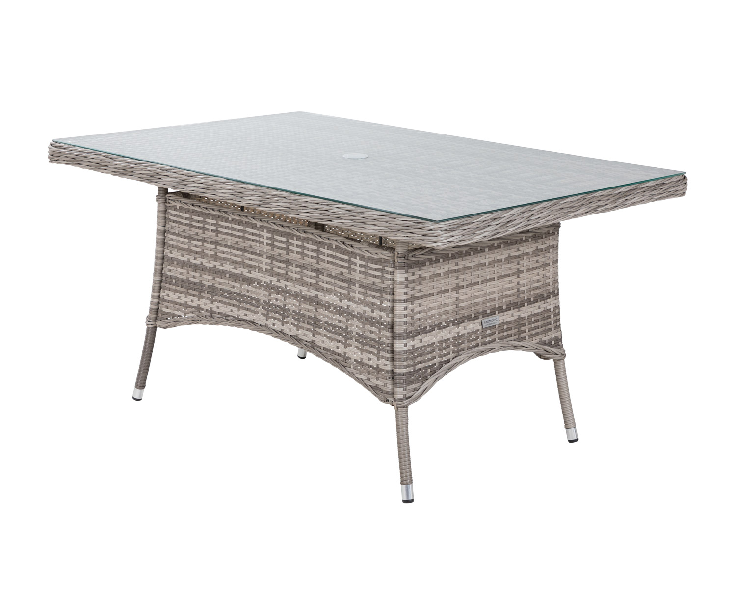 Rattan Garden Small Rectangular Dining Table In Grey With Glass Top Rattan Direct