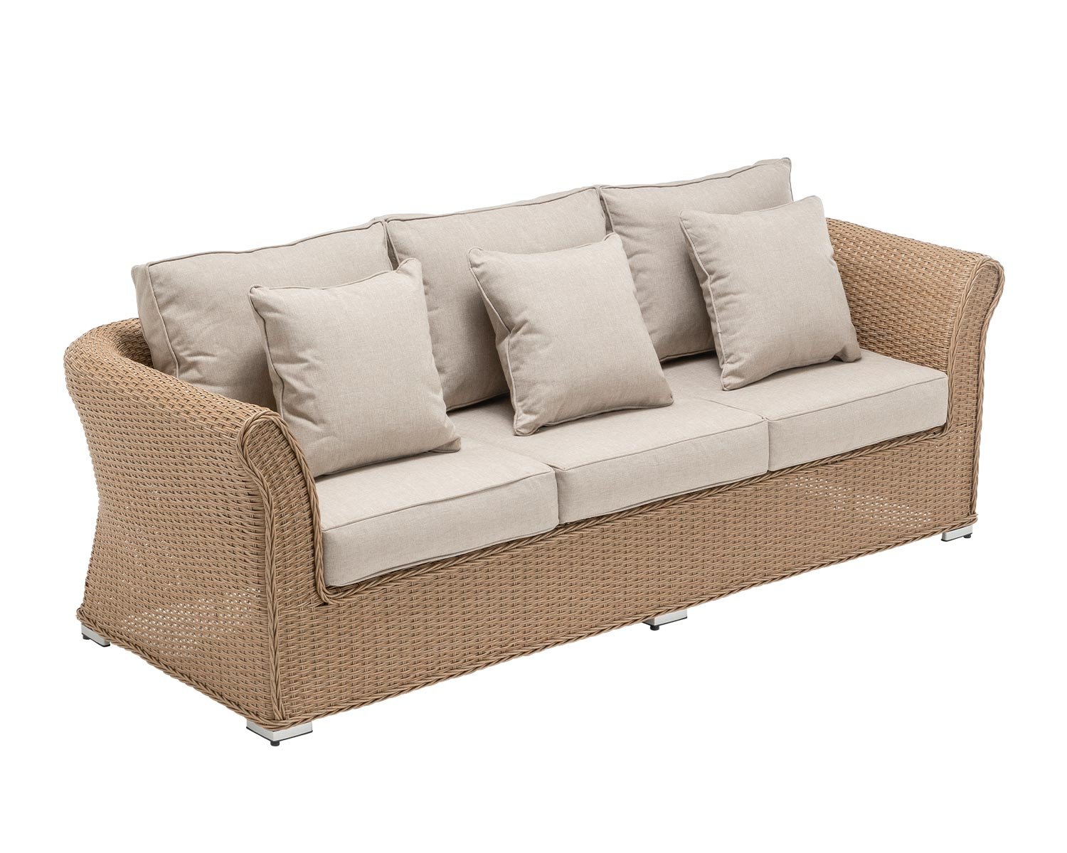 3 Seater Rattan Garden Sofa In Willow Lisbon Rattan Direct