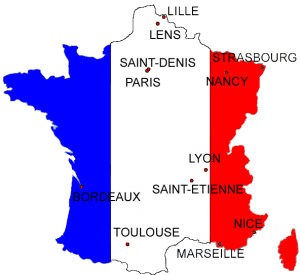 Map of locations of EURO 2016 matches.