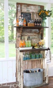 Upcycled door as garden bar