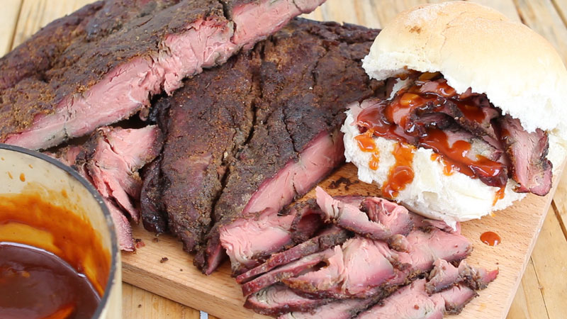 Barbecue beef brisket with Kansas City barbecue sauce