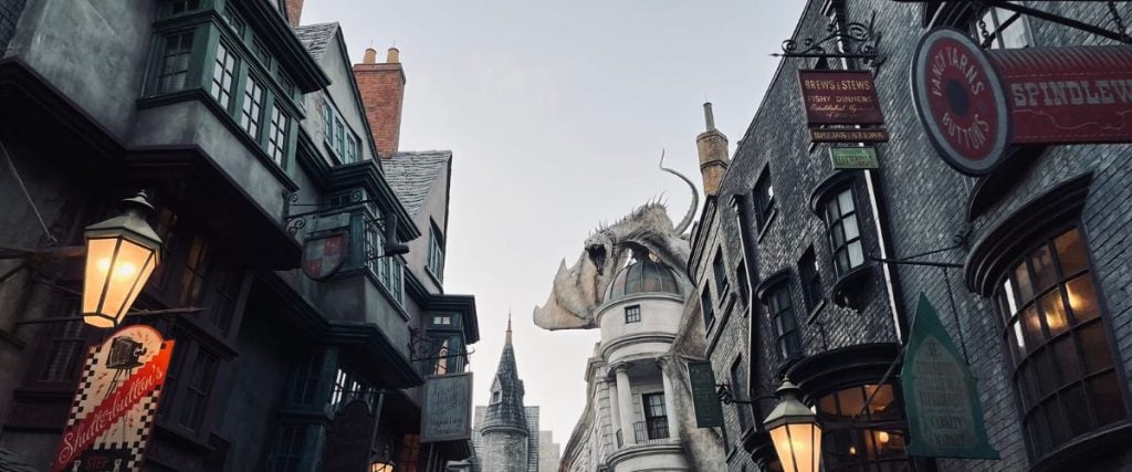 A picture of part of Diagon Alley from Harry Potter: bank holiday things to do 